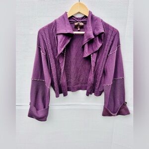 Claudia Guiti purple open cardigan shirt size small